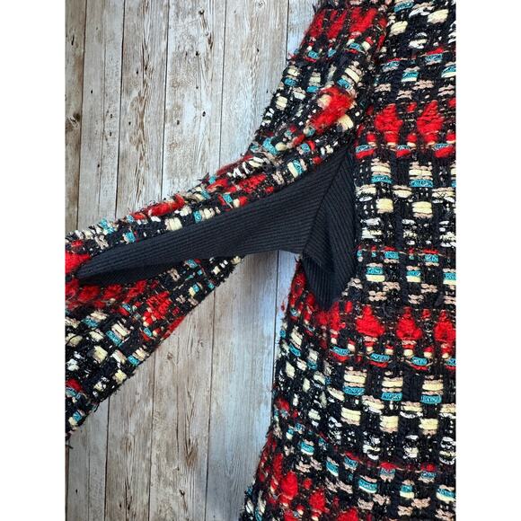 Truth and Pride Tweed Red Black Blazer Womens Sz Small Silver Metallic Textured - Picture 3 of 11
